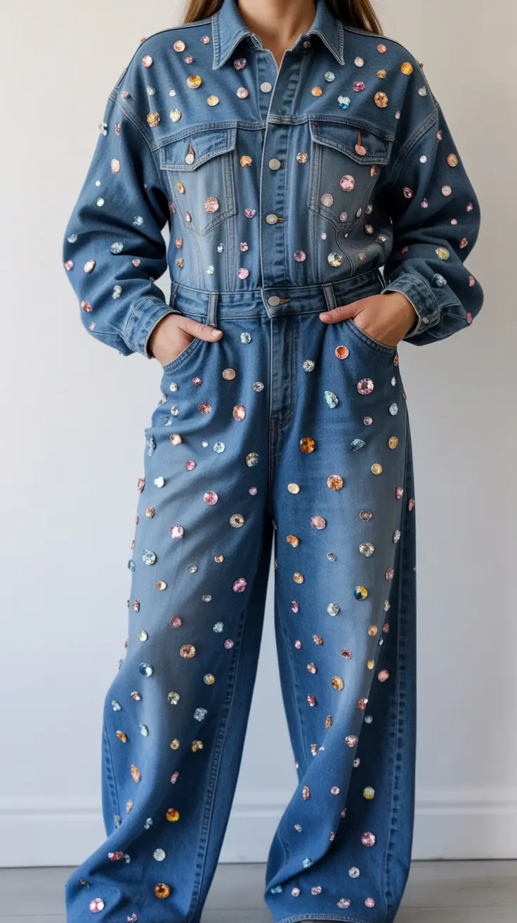 spring jeans outfit 2026 Denim With Sparkle for Playful Spring Days