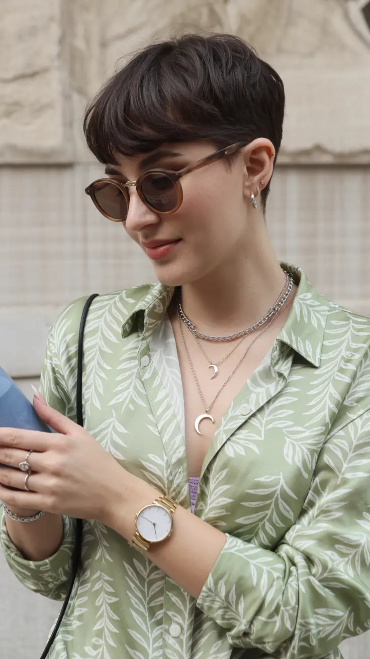 spring long pixie haircut 2026 Short Textured Pixie with Micro Bangs