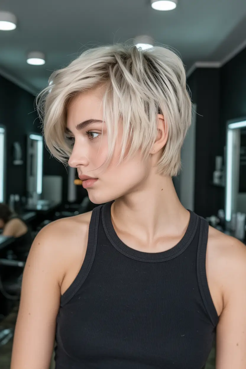 spring long pixie haircut 2026 Soft Layered Pixie Bob with Feathered Bangs