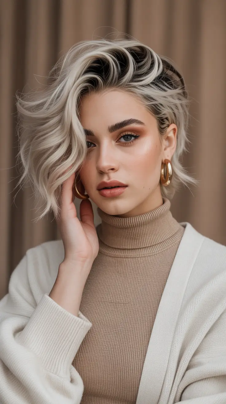 spring long pixie haircut 2026 Side-Swept Glam Pixie with Voluminous Layers