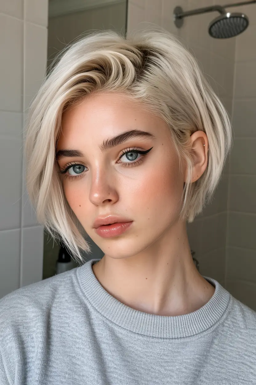 spring long pixie haircut 2026 Soft Creamy Blonde with Airy Layers