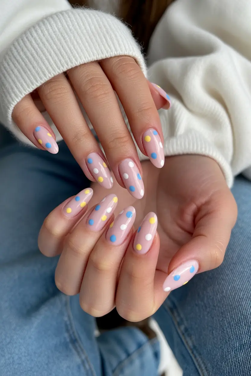 spring nail art 2026 Pastel Polka Dot Elegance for Everyday Spring