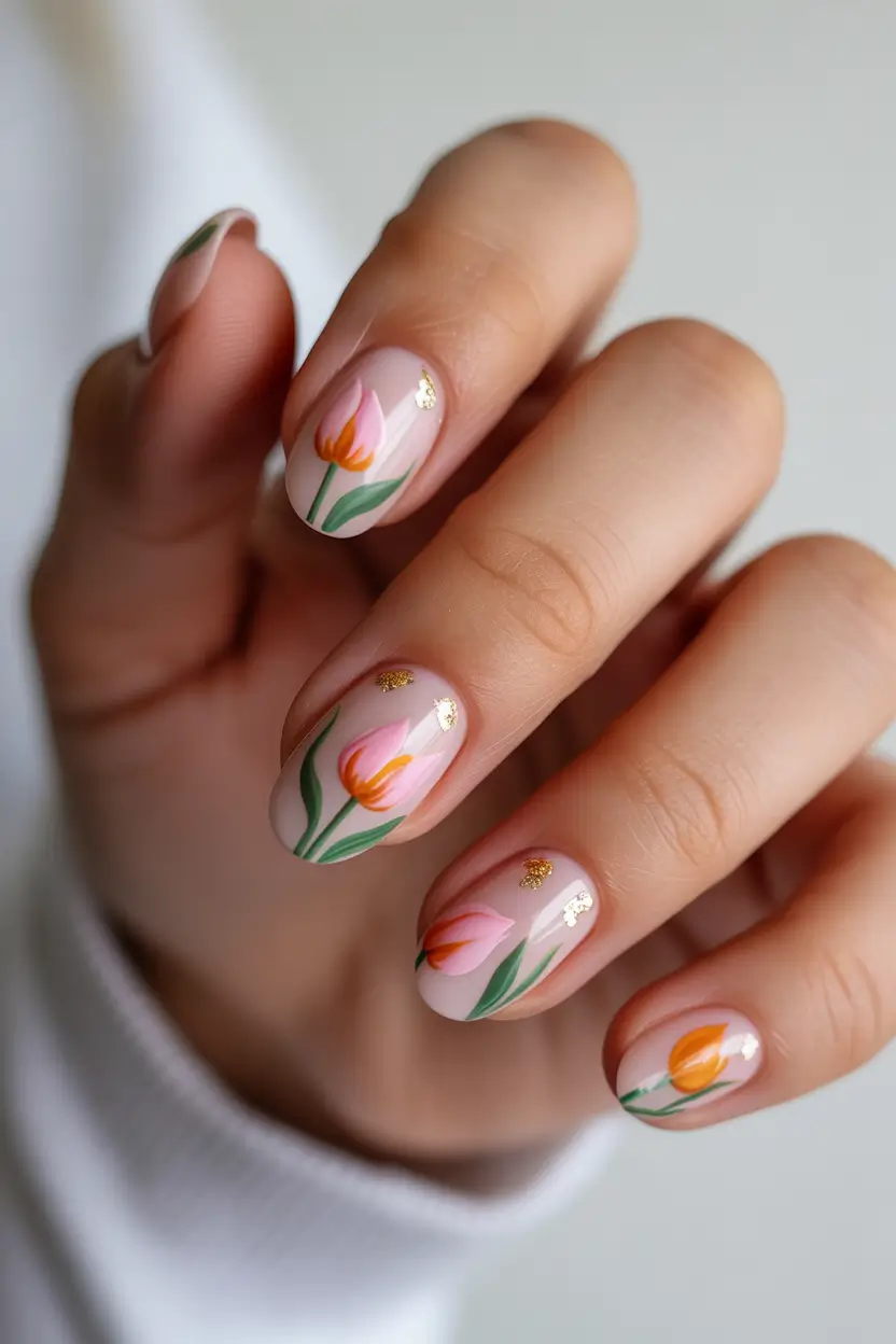 Cute Spring Nail Design 2026 Tulip Almond Nails