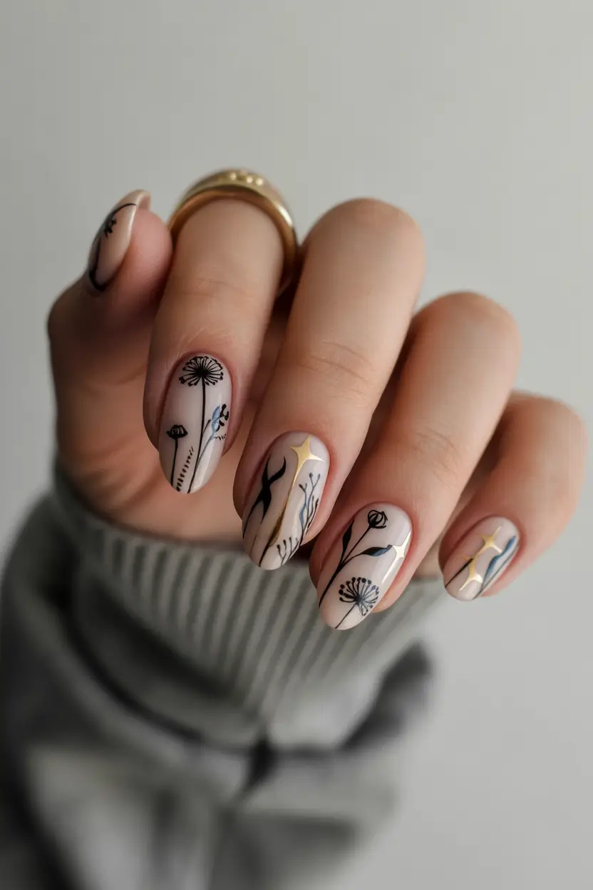 Cute Spring Nail Design 2026 Minimal Wildflower