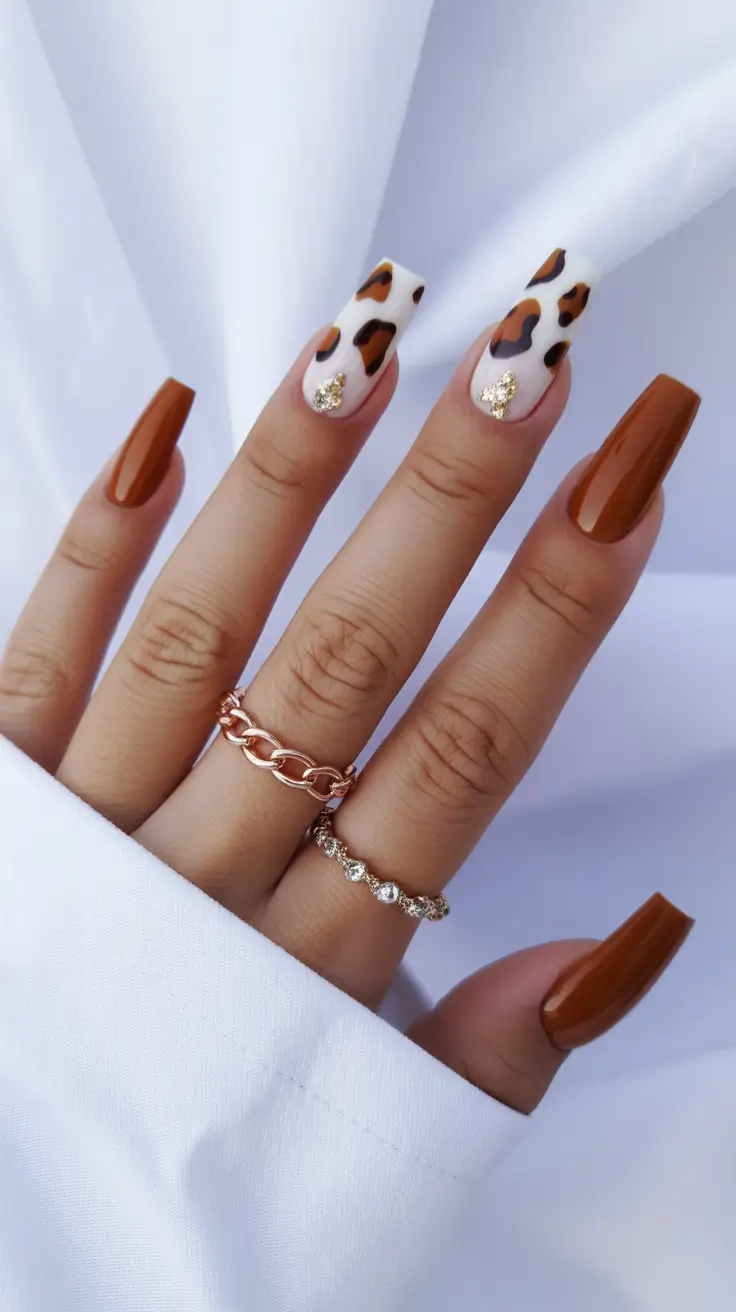 Cute Spring Nails 2026 Warm Neutrals with Animal Accents