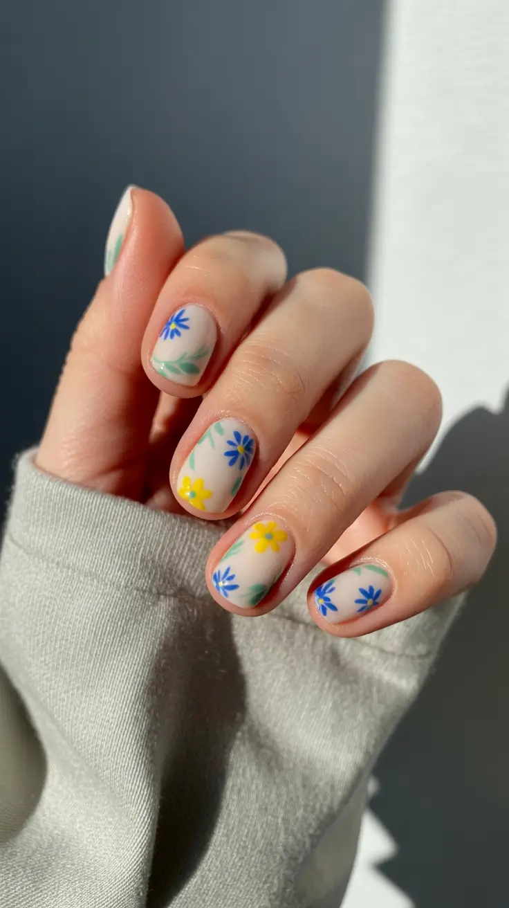 Cute Spring Nails 2026 Playful Wildflower Nails for Early Spring Days
