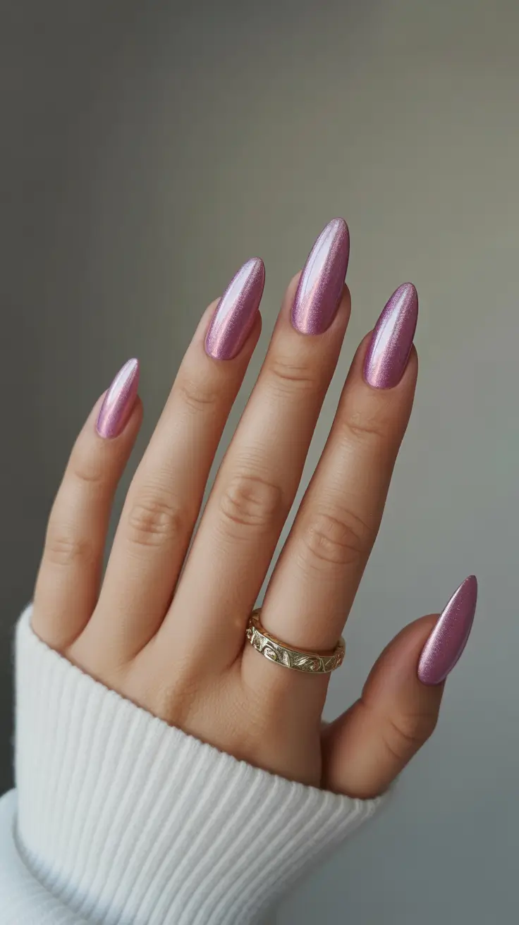 Cute Spring Nails Pink 2026 Pink Chrome Almond Design