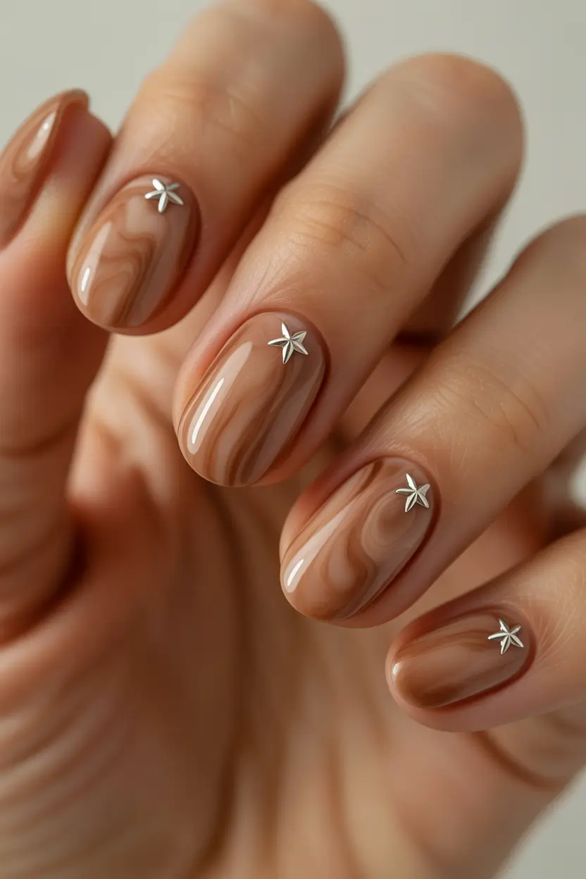 Cute Spring Oval Nails 2026 Neutral Marble