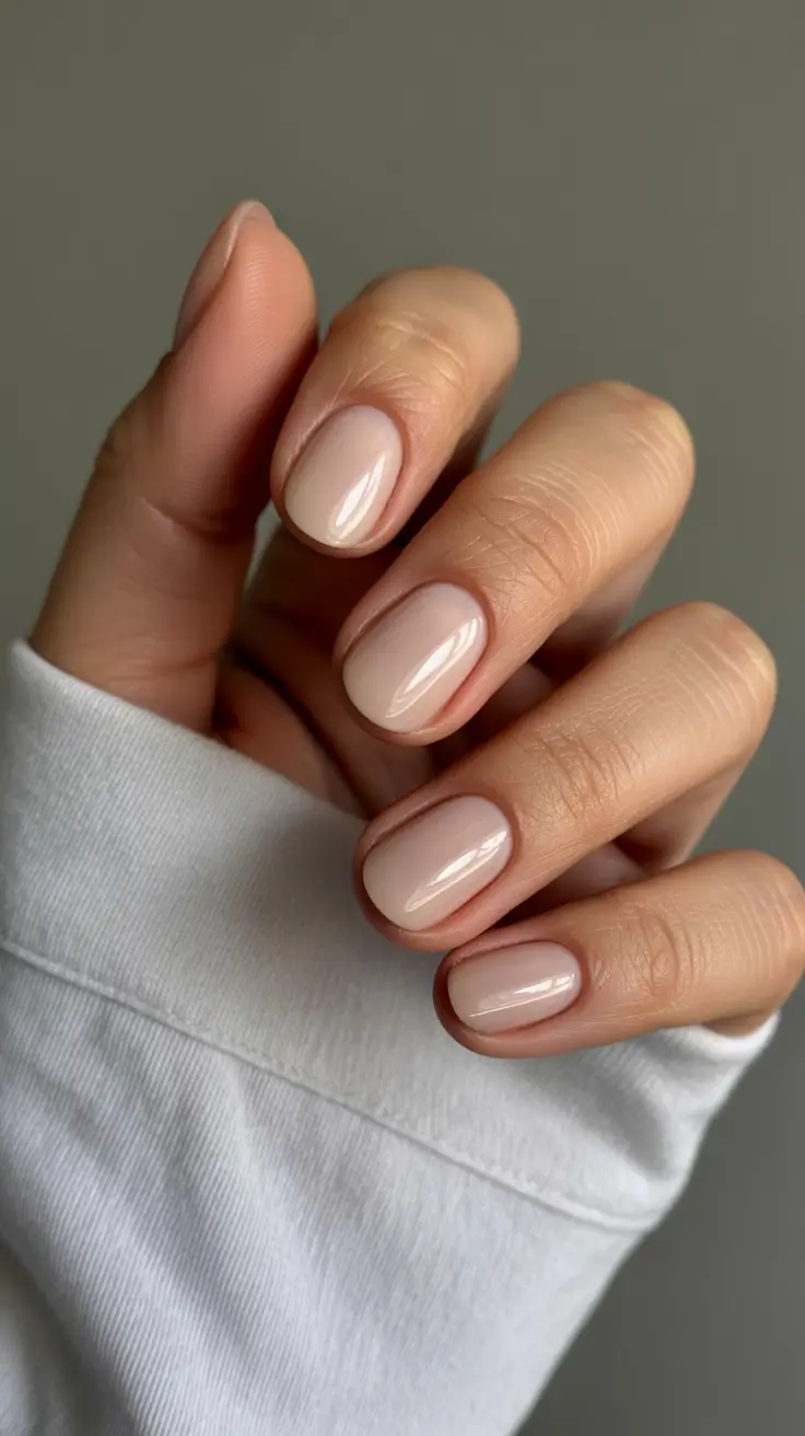 Cute Spring Short Nails For 2026 Clean Nude Gloss for Everyday Spring Simplicity