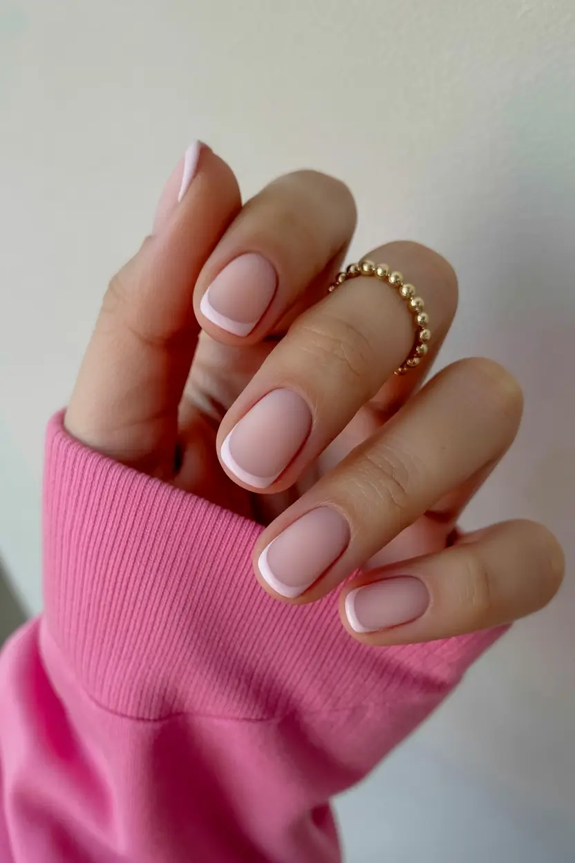 Cute Spring Short Nails For 2026 Modern Micro French in Blush Pink