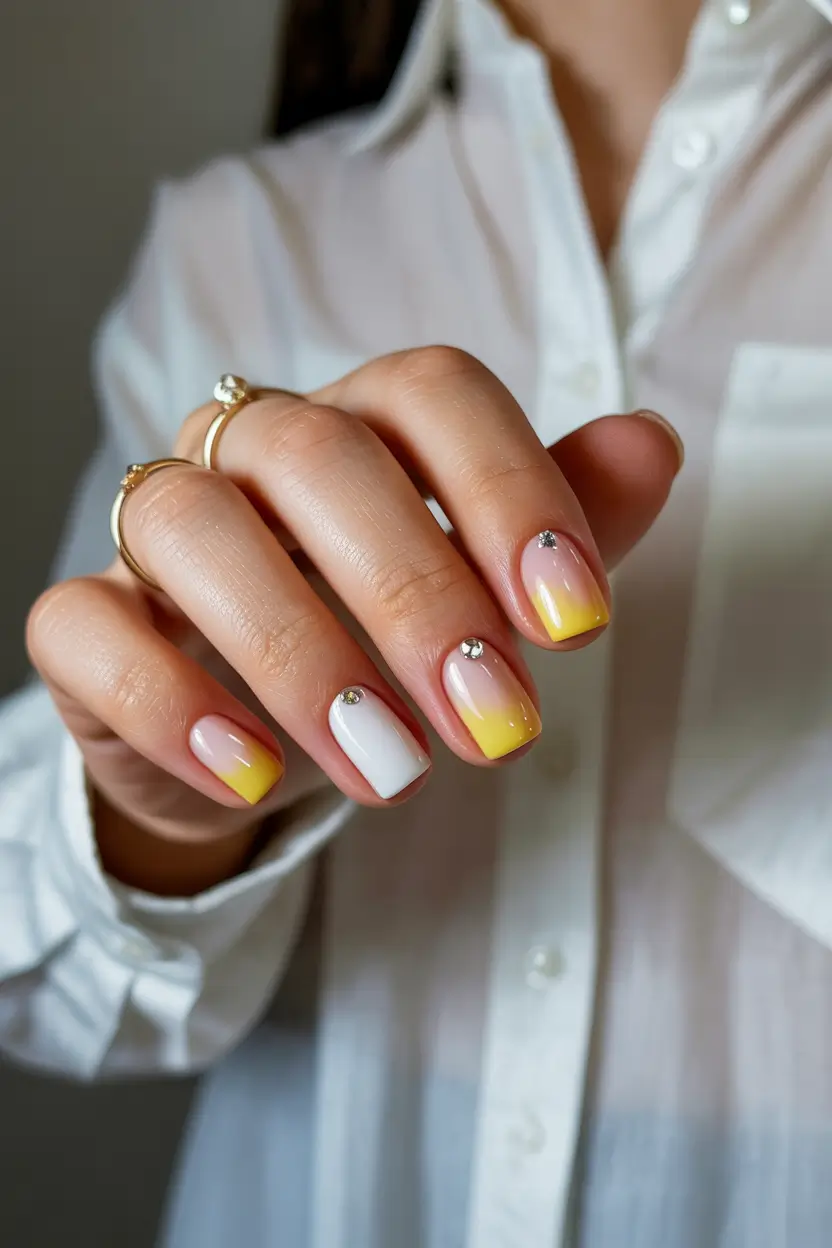 Cute Spring Short Nails For 2026 Fresh Lemon Ombre for Light and Airy Spring Days