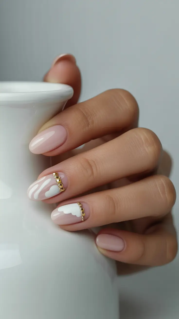 Cute Spring Short Nails For 2026 Soft Milky French Details with Romantic Spring Accents