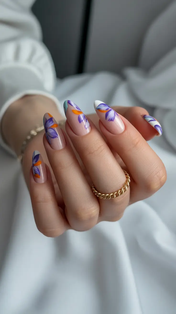 spring vacation nails 2026 Pastel Floral French Tips