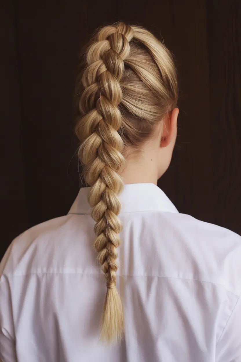 spring braids hairstyle 2026 Structured Dutch Braid - Quiet Confidence with Edge