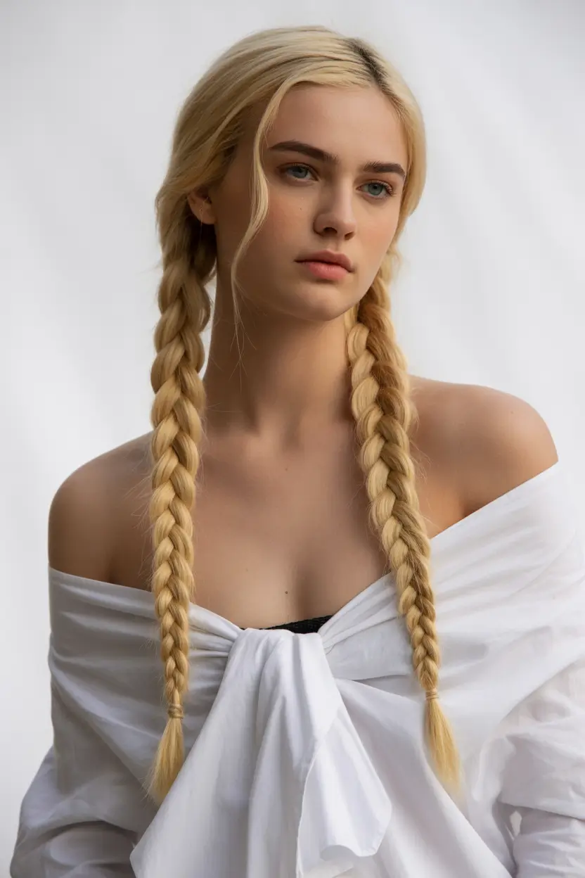 spring braids hairstyle 2026 Classic Double Braids with Youthful Energy