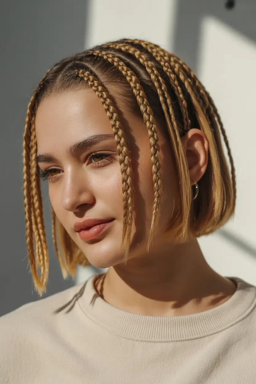 spring braids hairstyle 2026 Short Bob Braids with Playful Fulani Influence