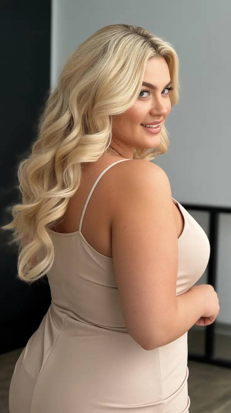 Spring Haircuts for Plus Size Women 2026 Glamorous Long Waves With Face-Framing Definition