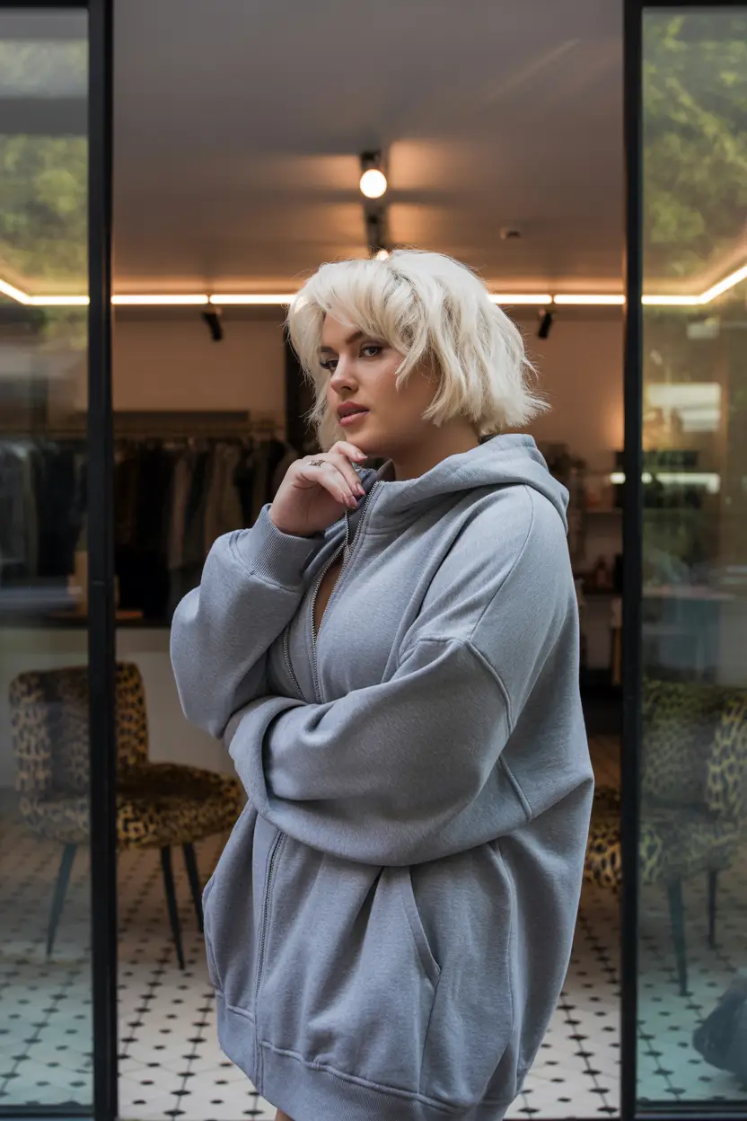 Spring Haircuts for Plus Size Women 2026 Textured Platinum Bob With Soft Volume