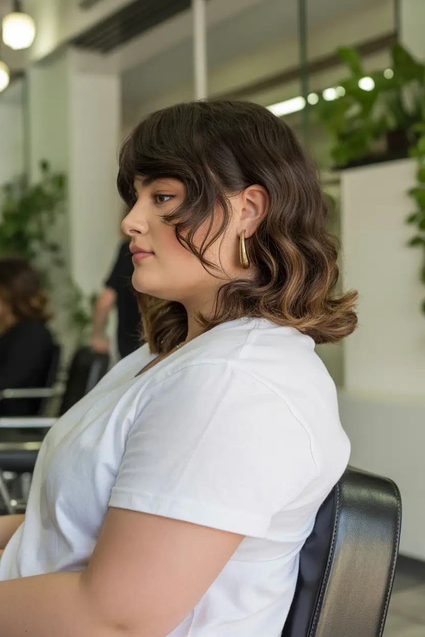 Spring Haircuts for Plus Size Women 2026 Chin-Length Layered Lob With Soft Bangs