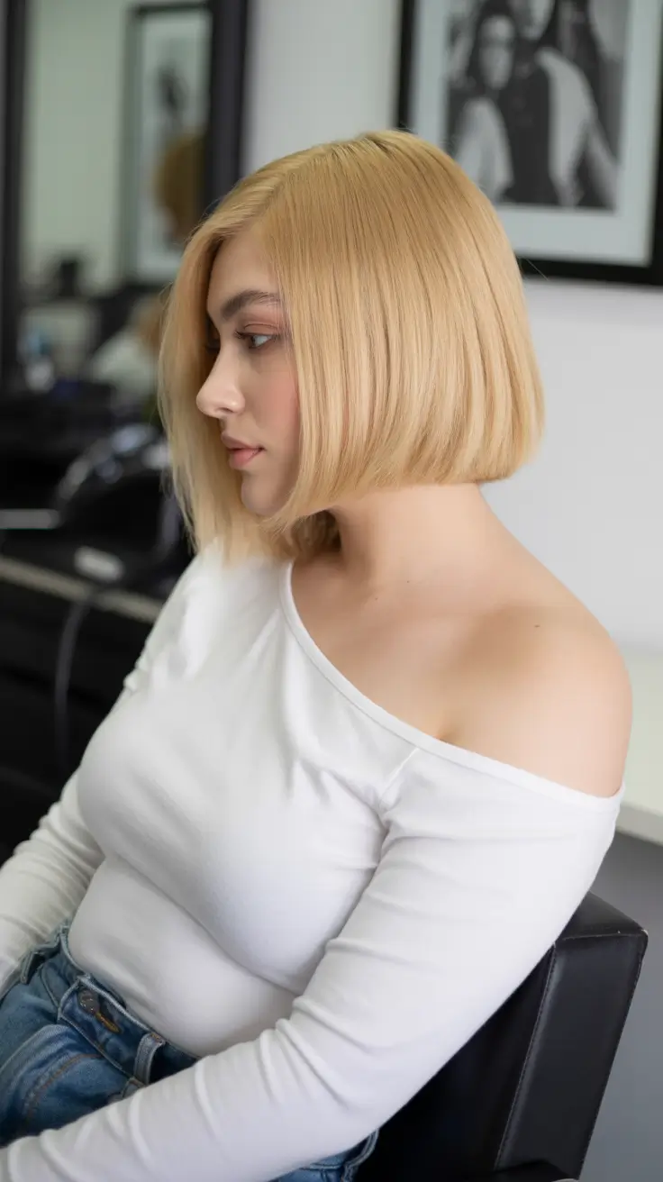 Spring Haircuts for Plus Size Women 2026 Sleek Honey Short Bob With Precision Ends