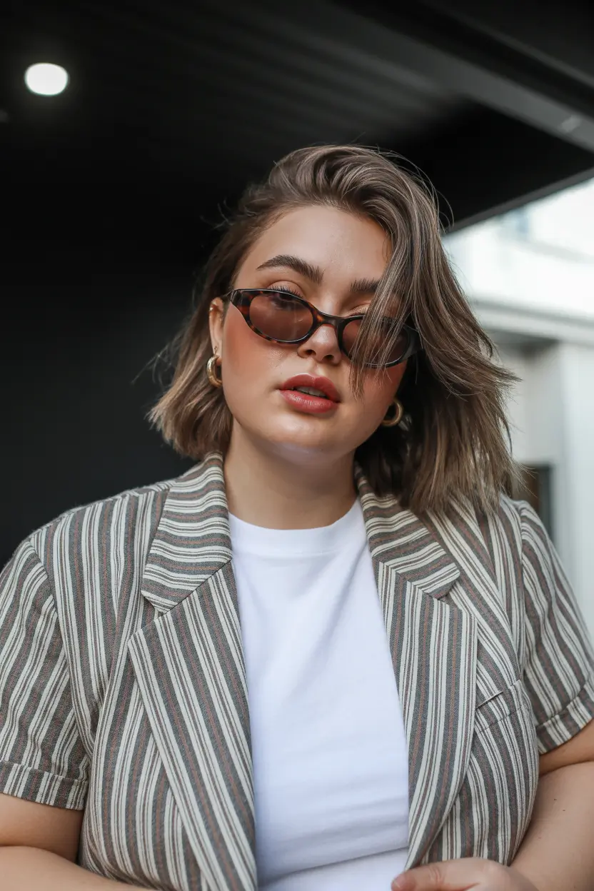 Spring Haircuts for Plus Size Women 2026 Textured Wavy Short Shag With Side Movement