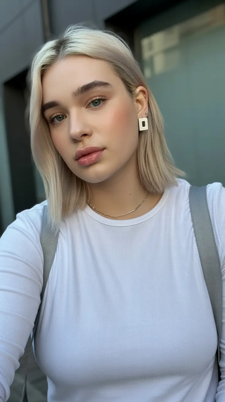 Spring Haircuts for Plus Size Women 2026 Minimalist Blonde Lob with Soft Texture