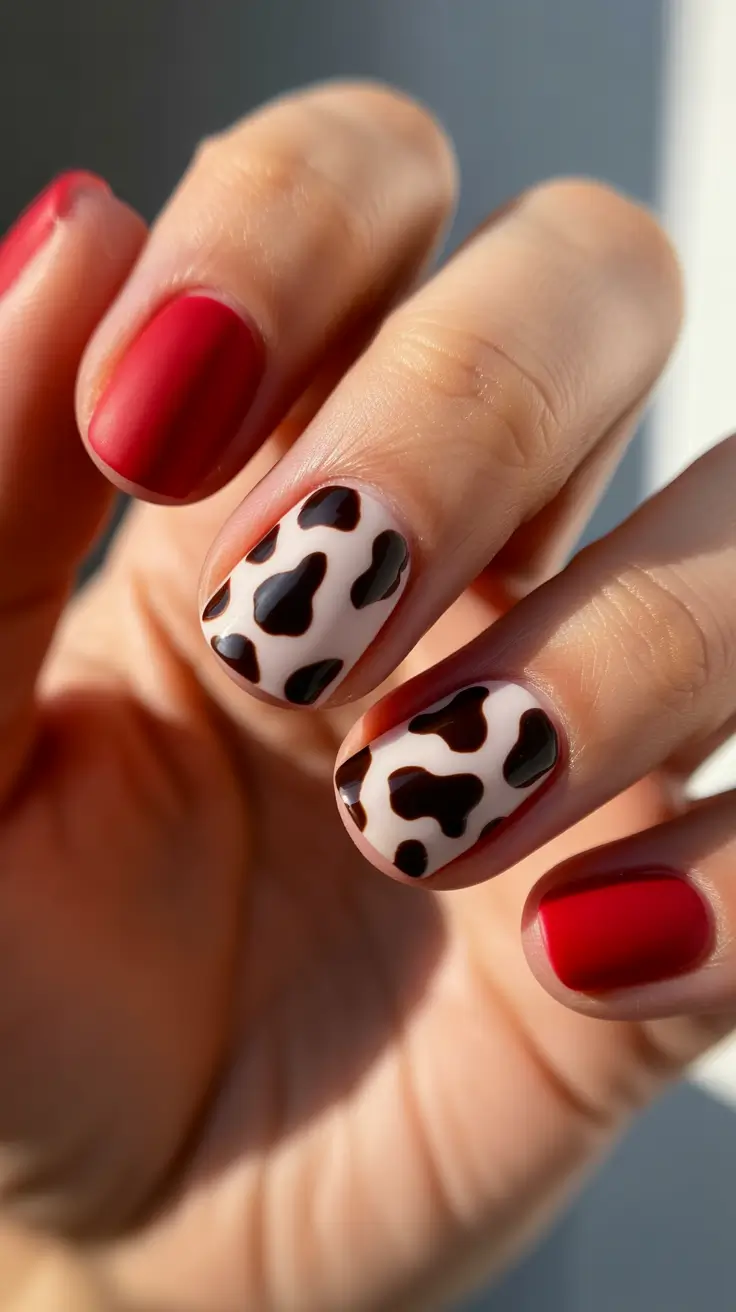 spring easy nail designs 2026 Red Graphic Nails