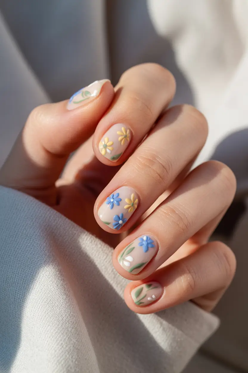 spring easy nail designs 2026 Playful Flower Nails