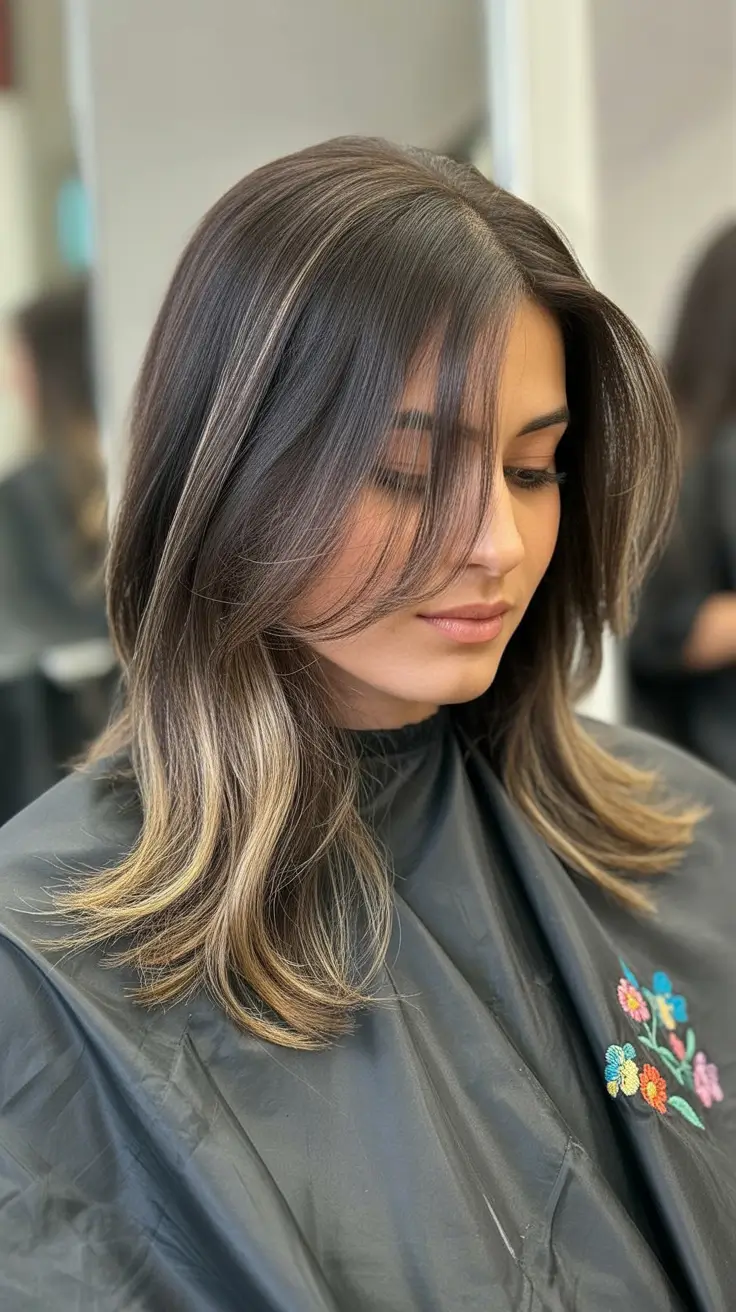 spring hair trends 2026 Soft Brunette Layers With Airy Bangs