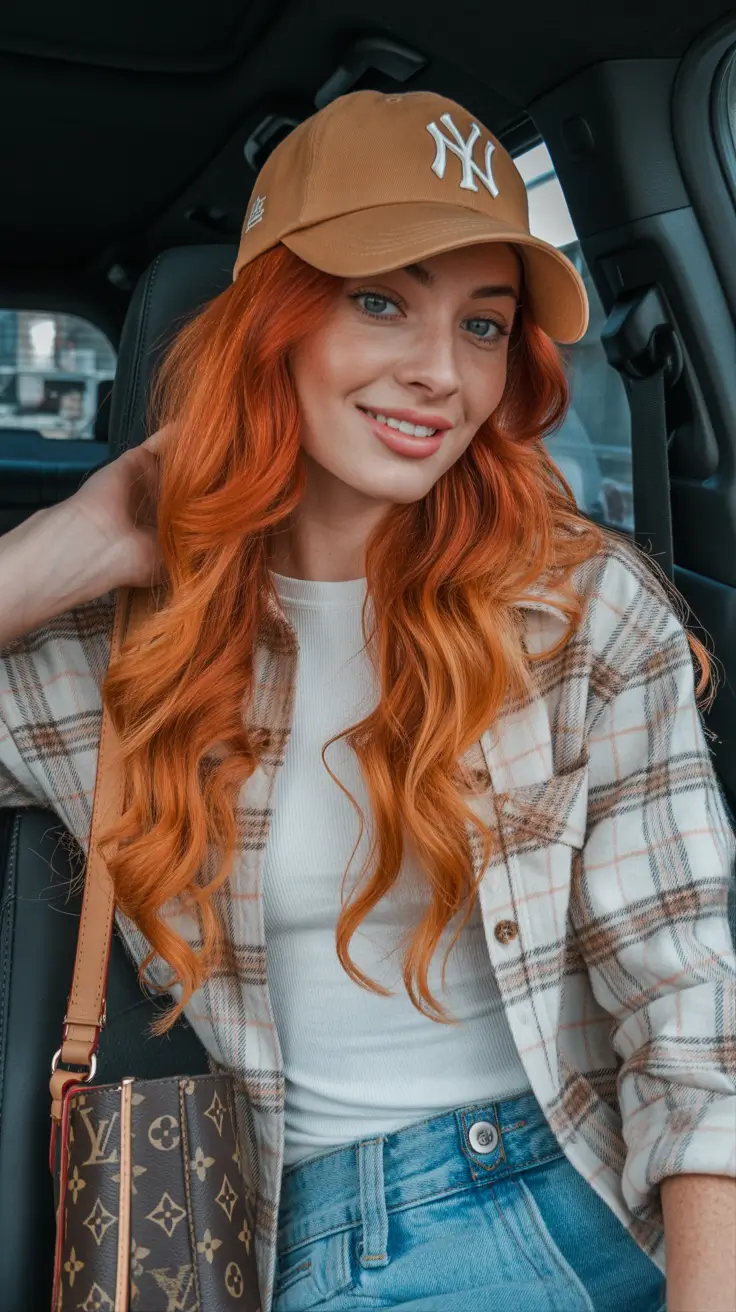 spring hair trends 2026 Copper Red Waves With Natural Glow