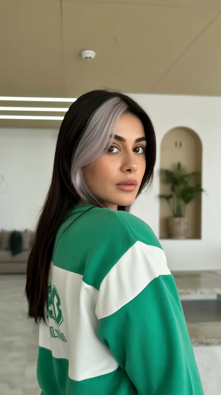 spring hair trends 2026 Dark Length With Silver Face Framing