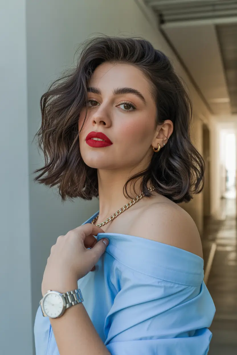 spring hair trends 2026 Soft Wavy Bob With Natural Volume