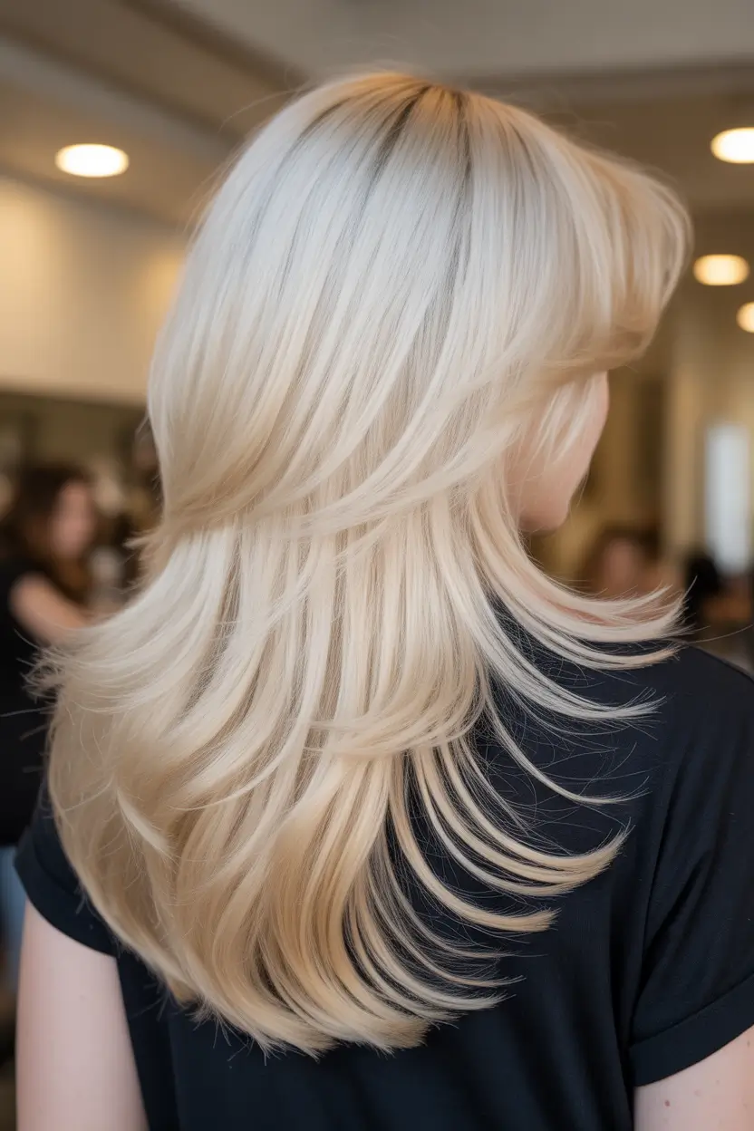 spring long haircut 2026 Feathered Platinum Length with Airy Movement