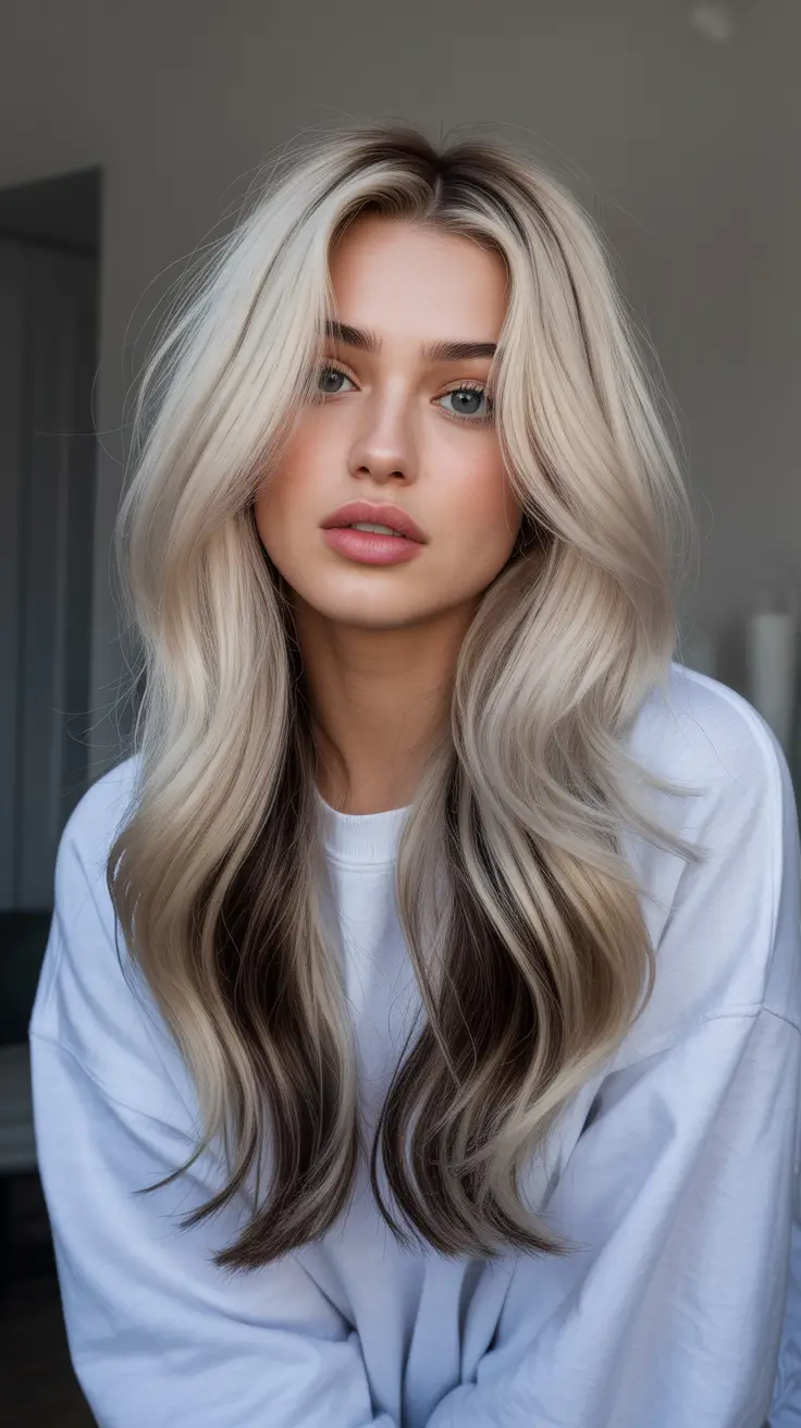 spring long haircut 2026 Natural Ash Blonde with Balanced Long Layers