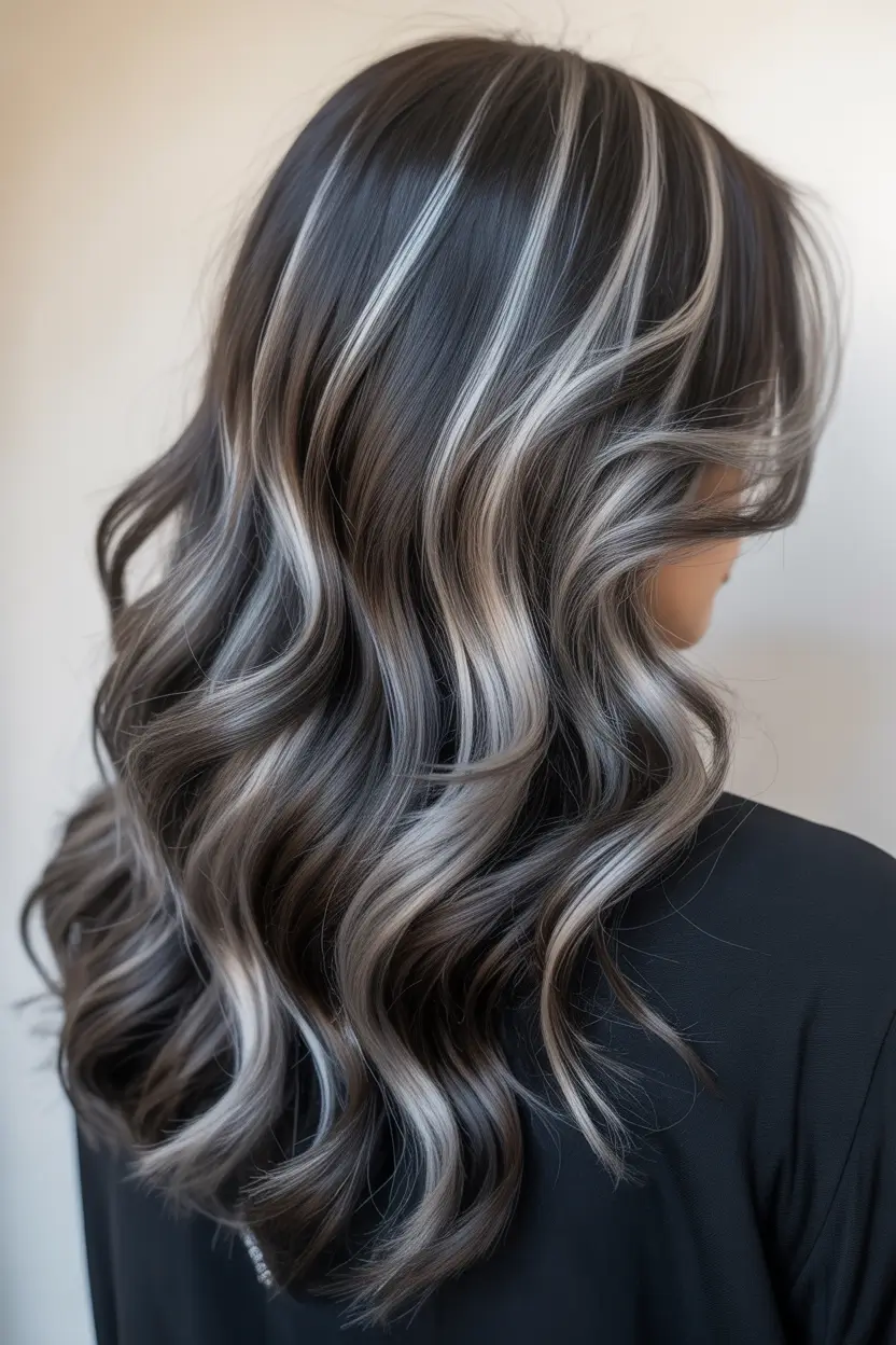 spring brunette hair color 2026 Dimensional Dark Brunette with Cool Highlights