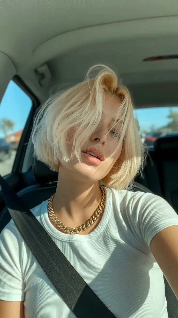 spring blonde hair color 2026 Classic Light Blonde Bob with Natural Movement