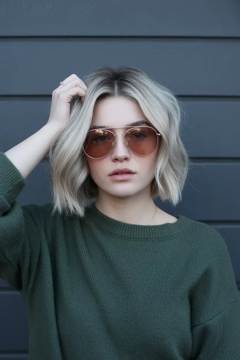 spring hair color trends 2026 Cool Blonde Bob with Effortless Edge