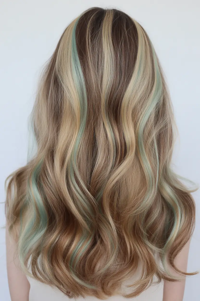 spring hair color trends 2026 Natural Bronde with Mint Ribbons