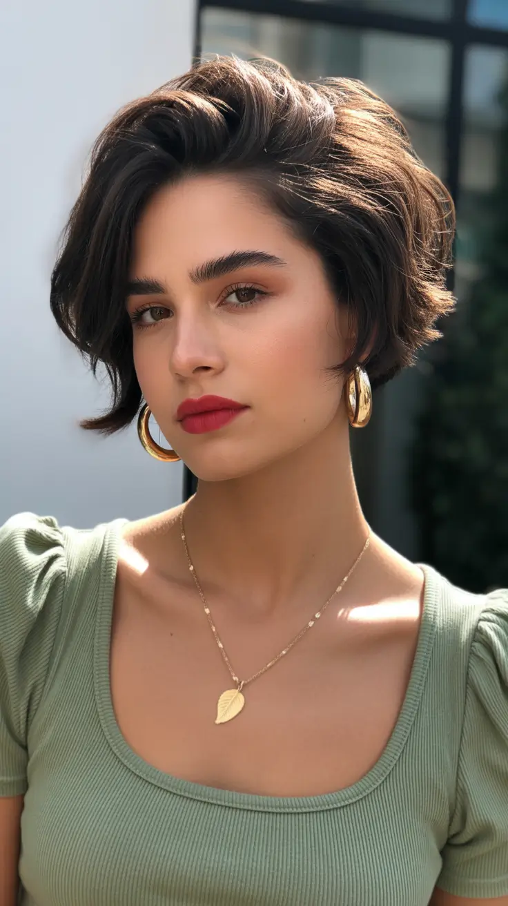 spring hair color trends 2026 Classic Brunette Bob with Clean Contours