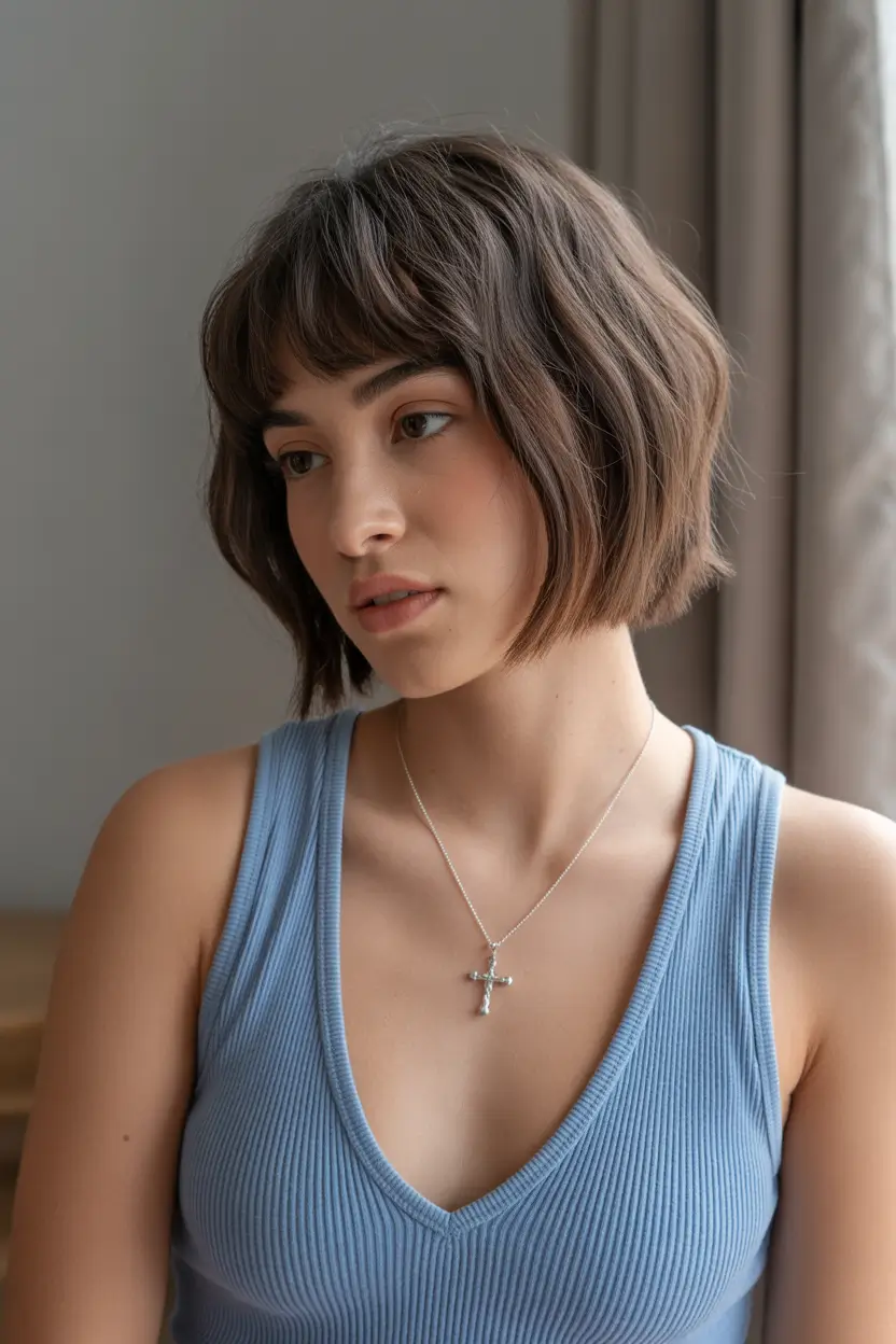 spring hair color trends 2026 Textured Bronde Bob with Natural Movement