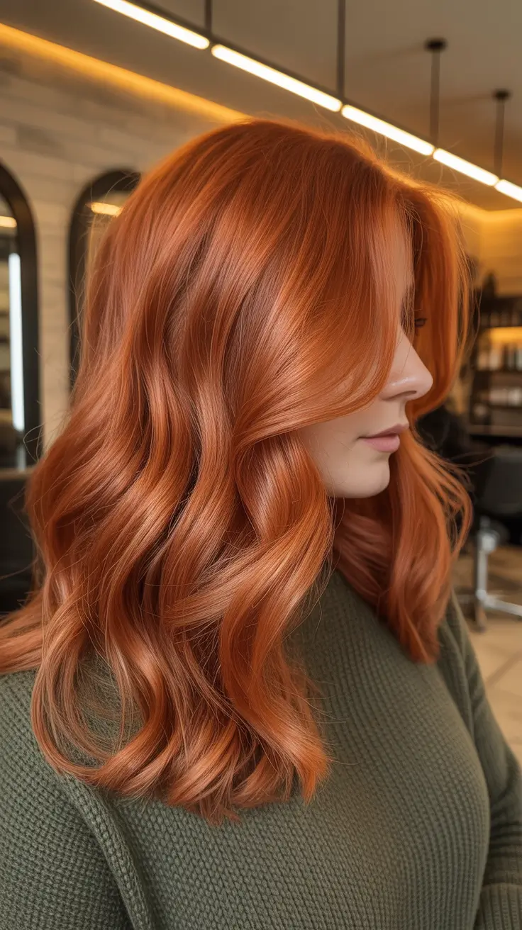 Spring Haircuts for Chubby Faces 2026 Modern Ginger Lob with Soft Waves