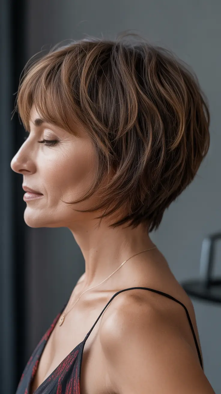 spring Haircuts for Women Over 50 2026 Short Shag Pixie with Feathered Bangs
