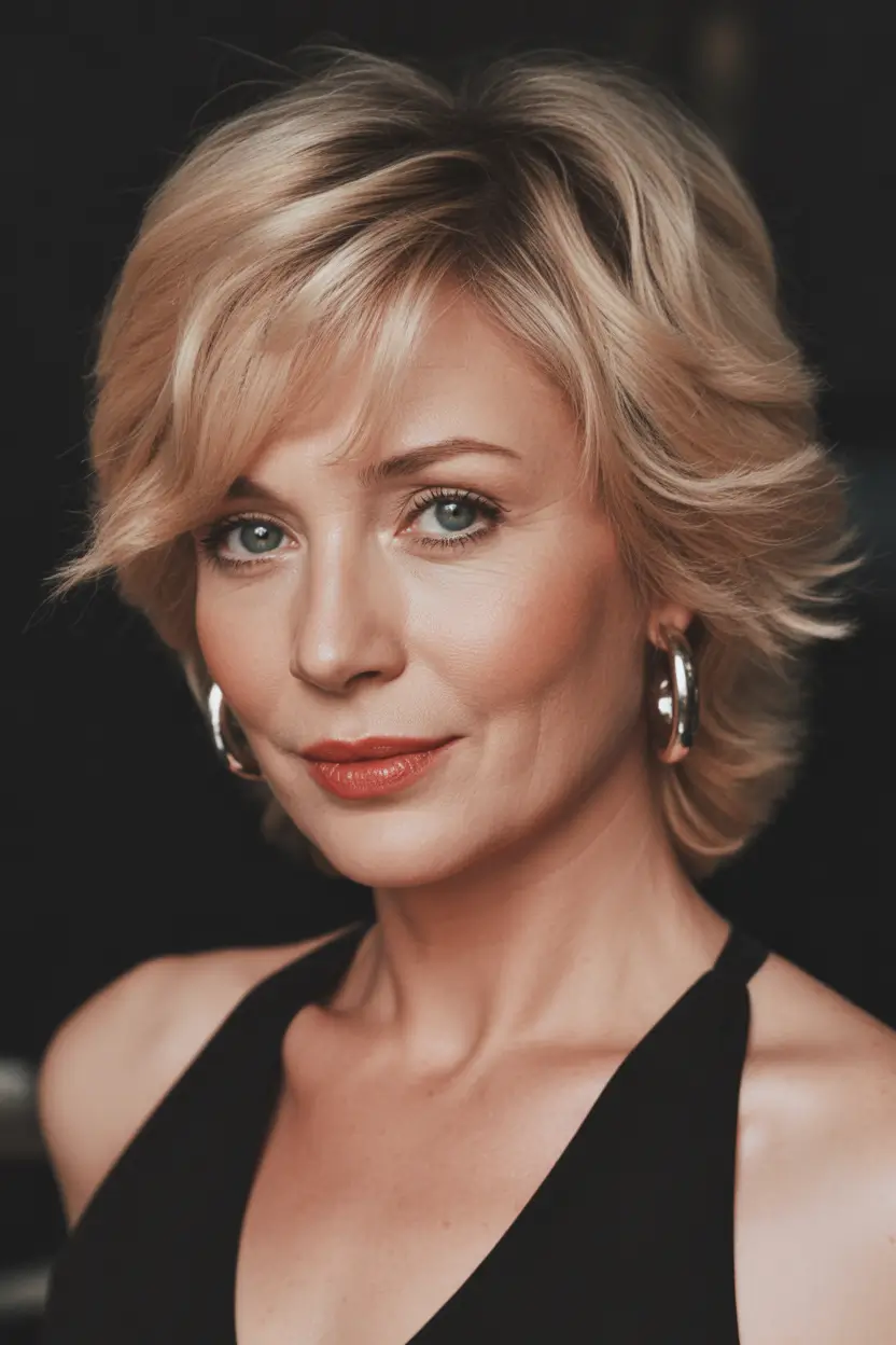 spring Haircuts for Women Over 50 2026 Soft Feathered Layers With a Chic Short Finish