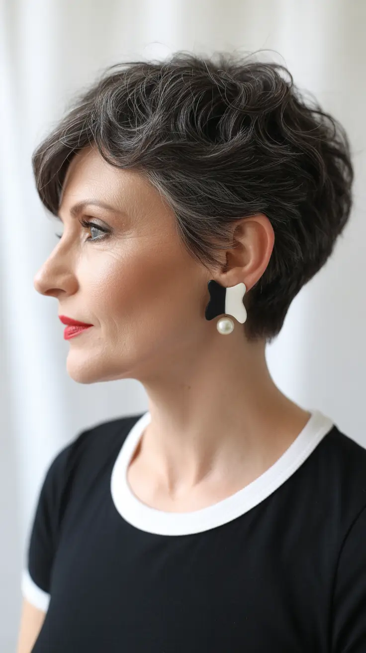 spring Haircuts for Women Over 50 2026 Elegant Short Pixie With Natural Grey Dimension