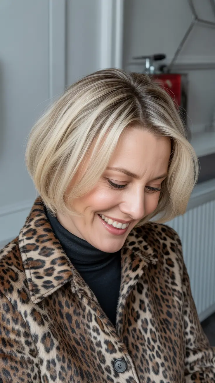 spring Haircuts for Women Over 50 2026 Voluminous Layered Bob with Side Sweep