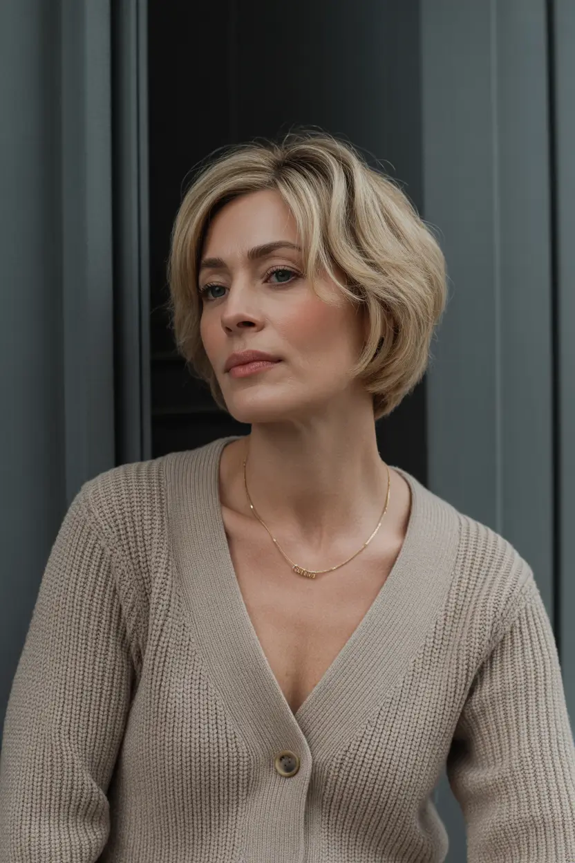 spring Haircuts for Women Over 50 2026 Soft Layered Short Bob with Natural Volume