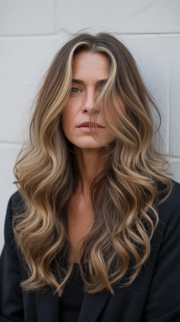 spring Haircuts for Women Over 50 2026 Long Layered Waves with Face Framing Highlights