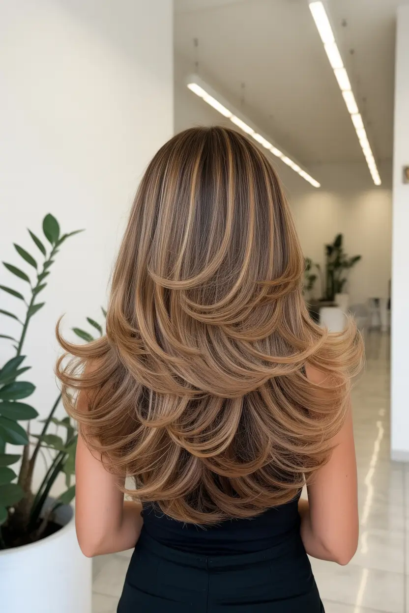 spring brown hair color 2026 Honey Tea Layers With Bright Dimension
