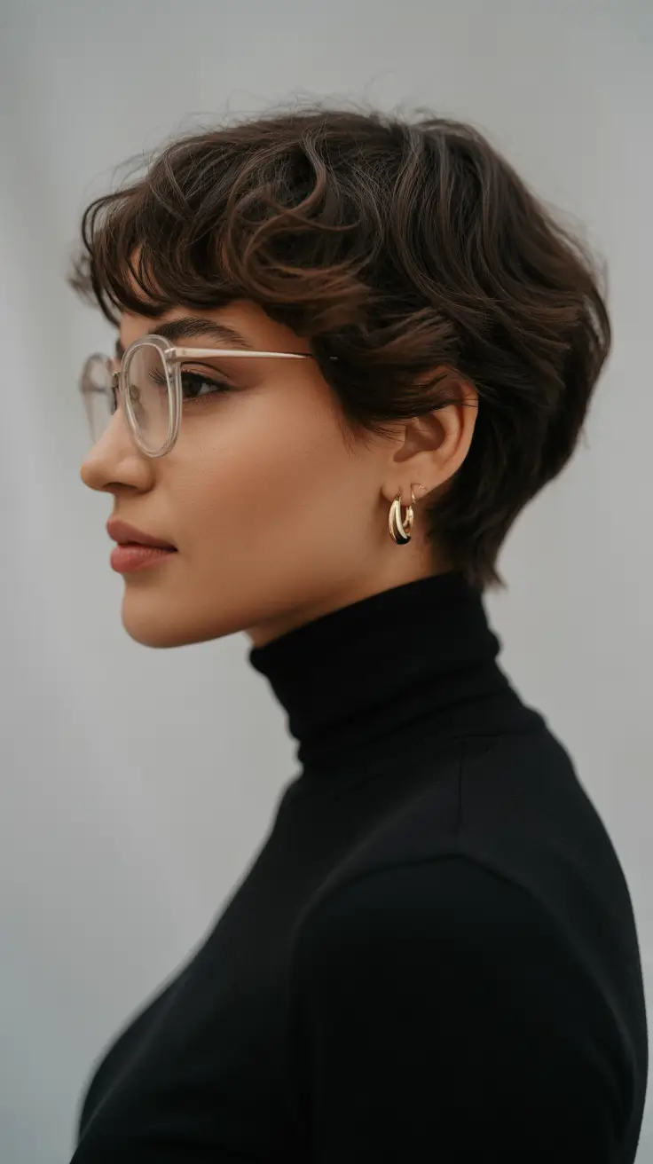 spring brown hair color 2026 Short Espresso Pixie With Soft Texture