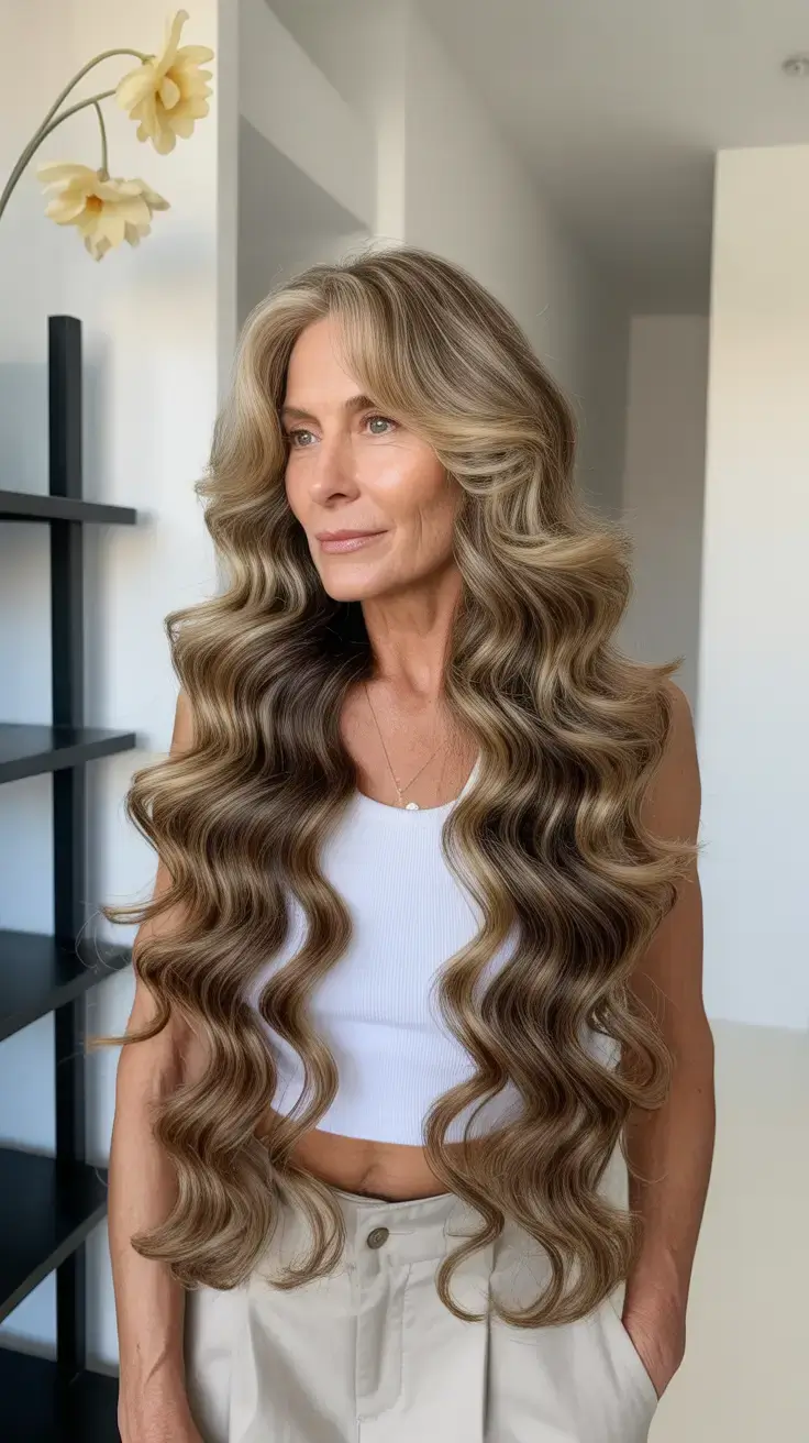 spring brown hair color 2026 Honey Tea Waves With Luminous Contrast